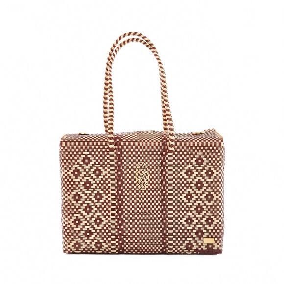 LOLA'S BAG Handbags - NEW LOLA'S BAG women's signature handmade travel case bag in burgundy/beige